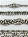 (7) Vintage Swirl Multi Strand Rhinestone Bracelets