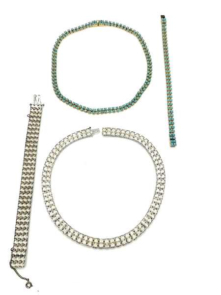 (2) Vintage Rhinestone Necklace/Bracelet Sets