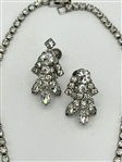Vintage Eisenberg Style Clear Rhinestone Silver Tone Jewelry