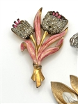(4) Early Cold Painted Brooches; Coro