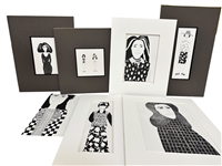 (7) Group of Maida Malin Ink Drawings