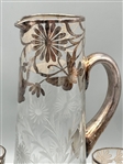 Silver Overlay Pitcher and (2) Cordials