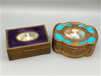 (2) Victorian Dresser Boxes Hand Painted Portraits