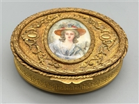 (4) Guilloche Enamel Lidded Dresser Boxes Hand Painted Portraits