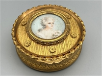 (4) Guilloche Enamel Lidded Dresser Boxes Hand Painted Portraits