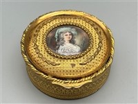 (4) Guilloche Enamel Lidded Dresser Boxes Hand Painted Portraits