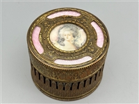 (4) Guilloche Enamel Lidded Dresser Boxes Hand Painted Portraits