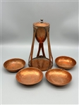 Benedict Hammered Copper Oil Lamp (4) Unsigned Dishes