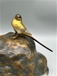 Japanese Meiji Period Bronze Bird on Rock