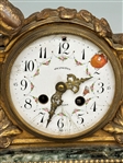 French Empire Bronze Gilt Bronze and Marble Figural Mantle Clock