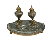 Bronze and Green Marble Double Inkstand