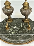 Bronze and Green Marble Double Inkstand