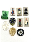 (10) Group of Glass Badges, Donation Tokens