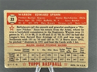 1952 Topps Warren Spahn #33 Baseball Card