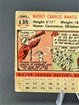 1956 Topps Mickey Mantle White Back #135 Baseball Card