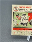 1956 Topps Sandy Koufax #79 Gray Back Baseball Card
