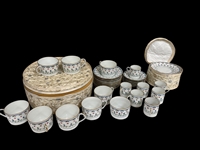 Raynaud Ceralene Limoges Tea Cup and Saucer Set With Demitasse Chocolate Set