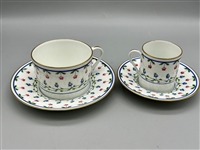 Raynaud Ceralene Limoges Tea Cup and Saucer Set With Demitasse Chocolate Set