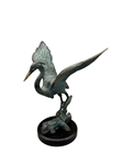 (2) Brass Sculptures Dolphins and Heron