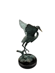 (2) Brass Sculptures Dolphins and Heron