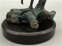 (2) Brass Sculptures Dolphins and Heron