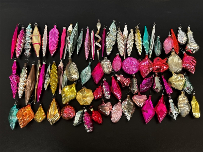 (73) Vintage Icicle Glass Shaped Ornaments