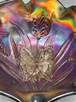 Fenton Glass Butterfly and Tulip Carnival Ruffled Bowl