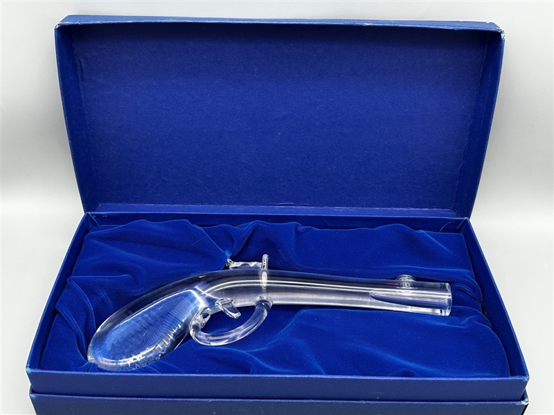 Val St. Lambert Glass Flintlock Pistol in Box