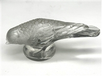 Pair Frosted Crystal Bird Figure Paperweights