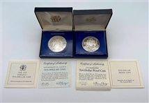 (2) 1974 $10 Silver Coins Jamaica and Barbados