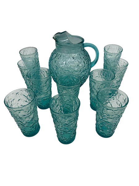 Anchor Hocking Lido Milano 1960s Water Pitcher and Glasses
