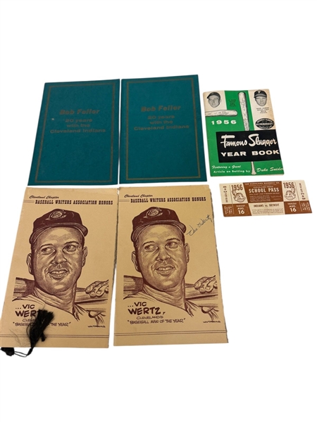 Early Baseball Ephemera: Signed Bob Feller, Famous Sluggers, Baseball Writers Signed Program