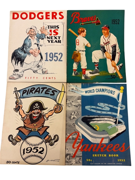 (4) 1952 Major League Baseball Sketchbooks: Yankees, Dodgers, Pirates, Braves.