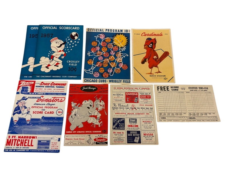 (8) Unmarked 1955-1957 Baseball Score Cards
