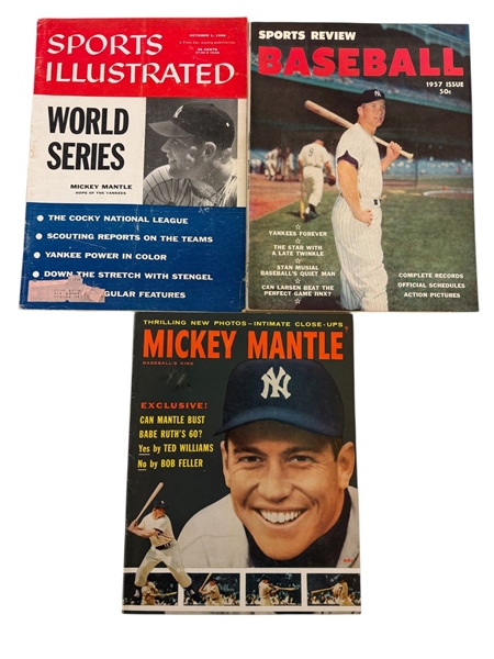 (3) Magazines Featuring Mickey Mantle From the 1950s