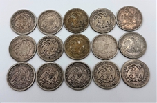 Group of (15) Seated Liberty 50C Half Dollar Coins