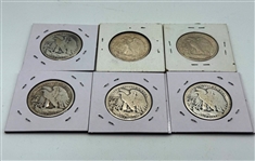 Group of (6) Walking Liberty 50C Half Dollar Coins