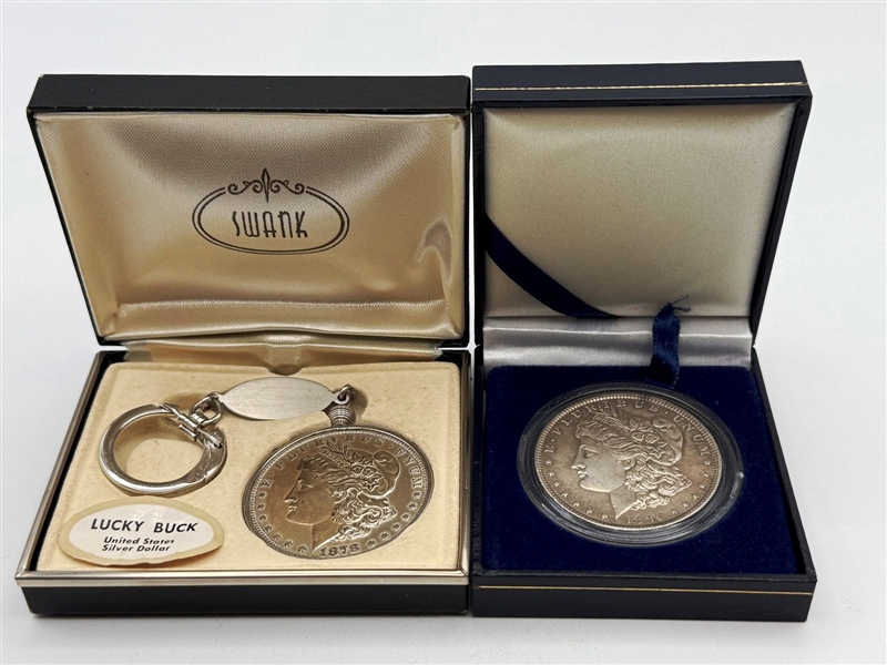 Swank US Lucky Buck Silver Dollar and 1896 Morgan Silver Dollar