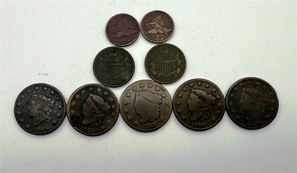 Group of (9) Early US Cents