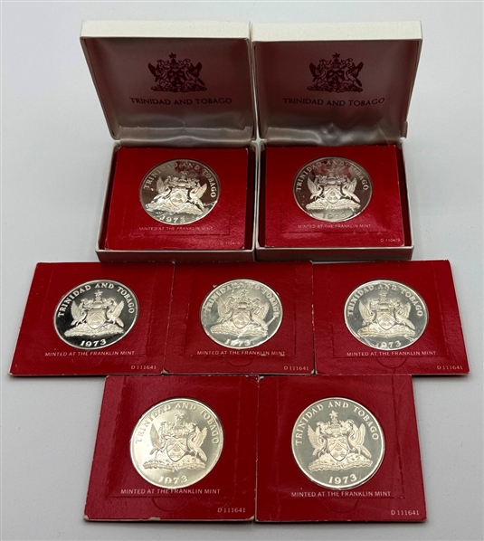 Group of (7) 1973 Trinidad and Tobago Sterling Silver Coins from The Franklin Mint