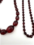(4) Vintage Red Rhinestone, Carved Stone Necklaces
