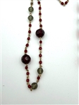 (4) Vintage Red Rhinestone, Carved Stone Necklaces
