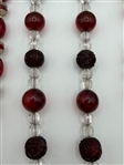 (4) Vintage Red Rhinestone, Carved Stone Necklaces