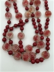 (4) Vintage Red Rhinestone, Carved Stone Necklaces