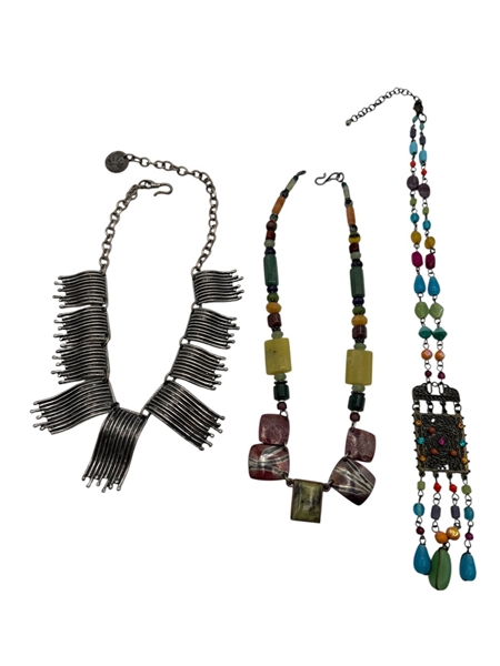 (3) Fancy Chunky Statement Costume Necklaces