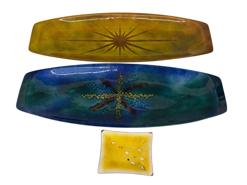 (3) Enamel Copper Dishes: Bovano, Gerte Hacker