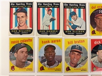 (26) Group of 1959 Topps Baseball Cards Including Hank Aaron and 1982 KMart Mickey Mantle