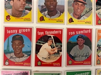 (26) Group of 1959 Topps Baseball Cards Including Hank Aaron and 1982 KMart Mickey Mantle