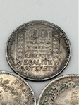 (3) France Silver Coins, 5 and 20 Pesos
