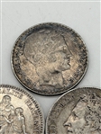 (3) France Silver Coins, 5 and 20 Pesos
